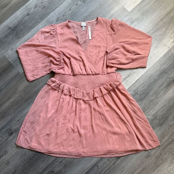 ASOS Dress Shirred Elastic Waist Skater Dress NEW Dusty Pink - Picture 5 of 12